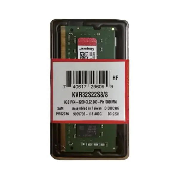 رم لپ تاپ DDR4 تک کاناله 3200 مگاهرتز cl22 کینگستون مدل KVR ظرفیت 8 گیگابایت